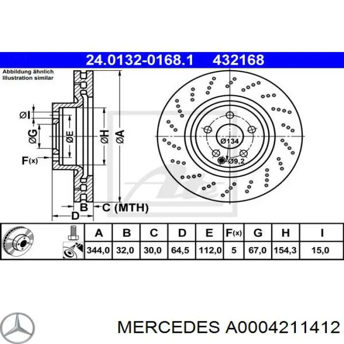A0004211412 Mercedes Диск тормозной передний