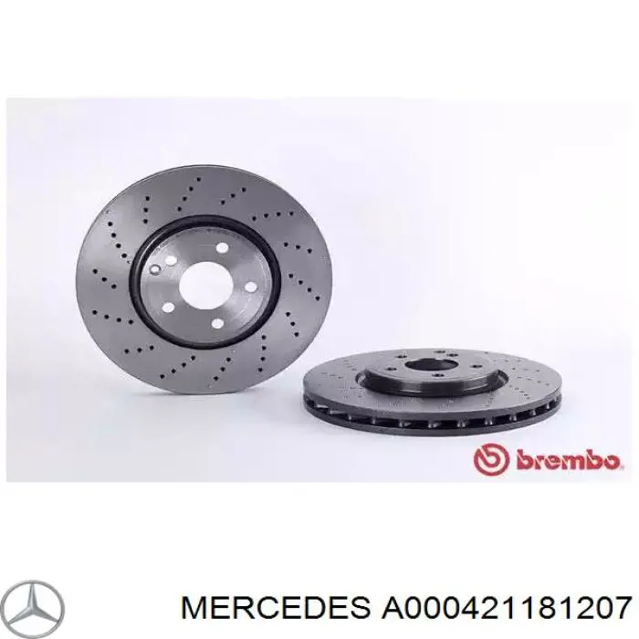 Передние тормозные диски A000421181207 Mercedes