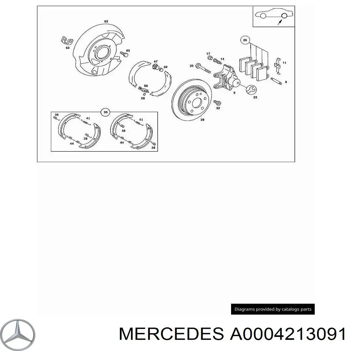 Ремкомплект тормозных колодок Mercedes A0004213091