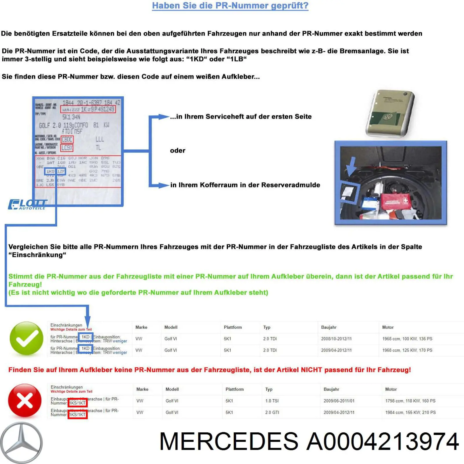 Guía de la pinza delantera A0004213974 Mercedes