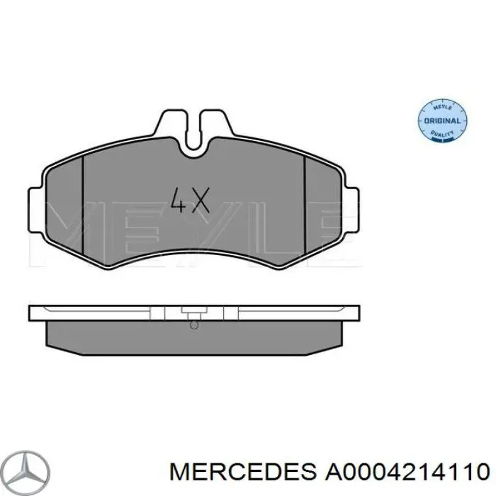 Колодки тормозные передние дисковые MERCEDES A0004214110