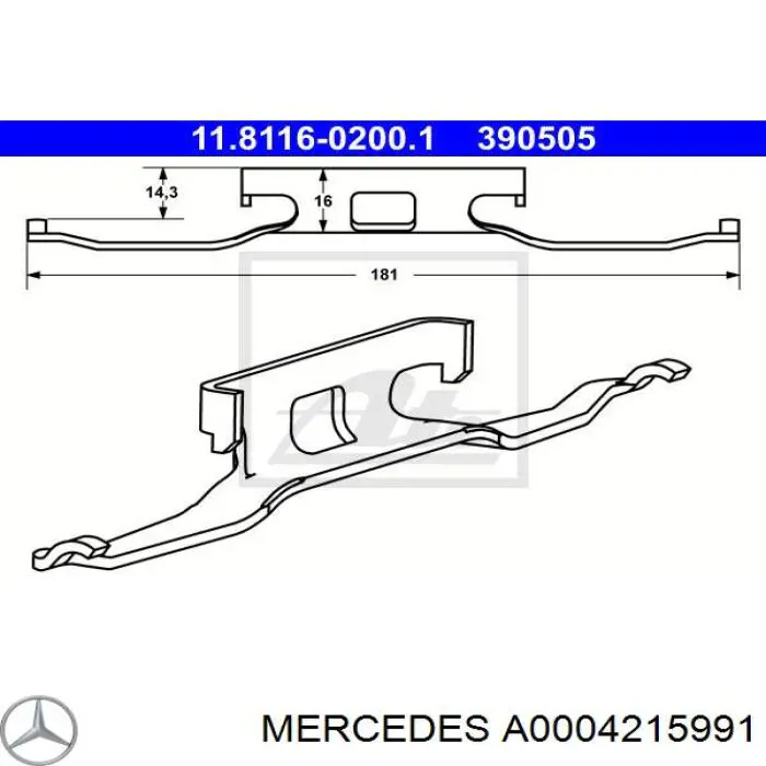 A0004215991 Mercedes kit de molas de fixação de sapatas de disco dianteiras
