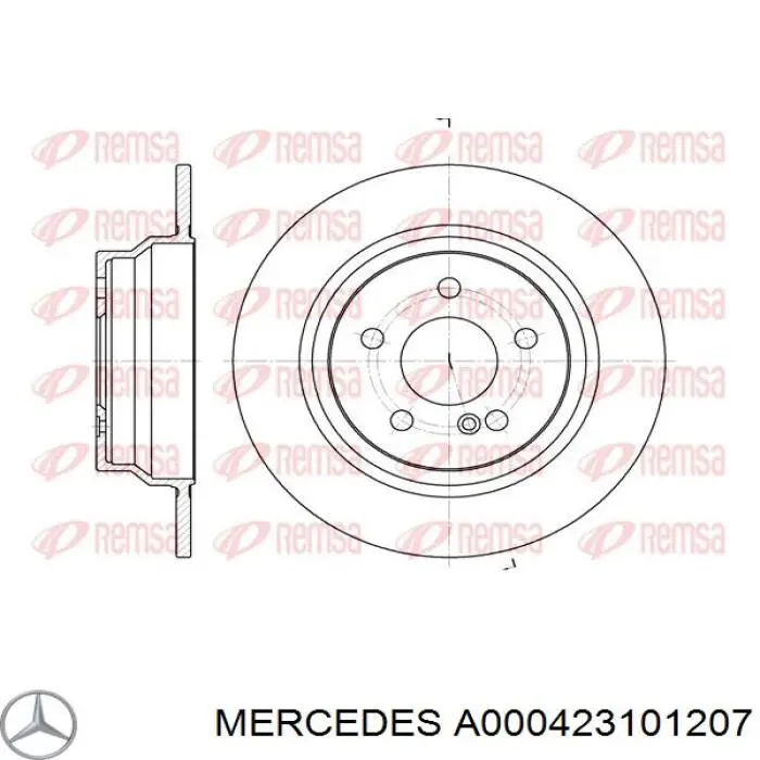 A000423101207 Mercedes диск тормозной задний