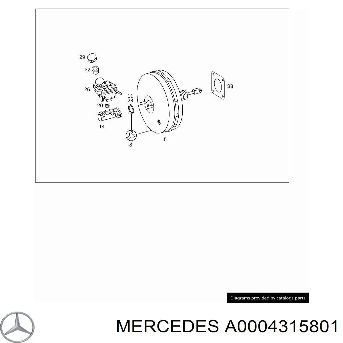 A0004315801 Mercedes цилиндр тормозной главный