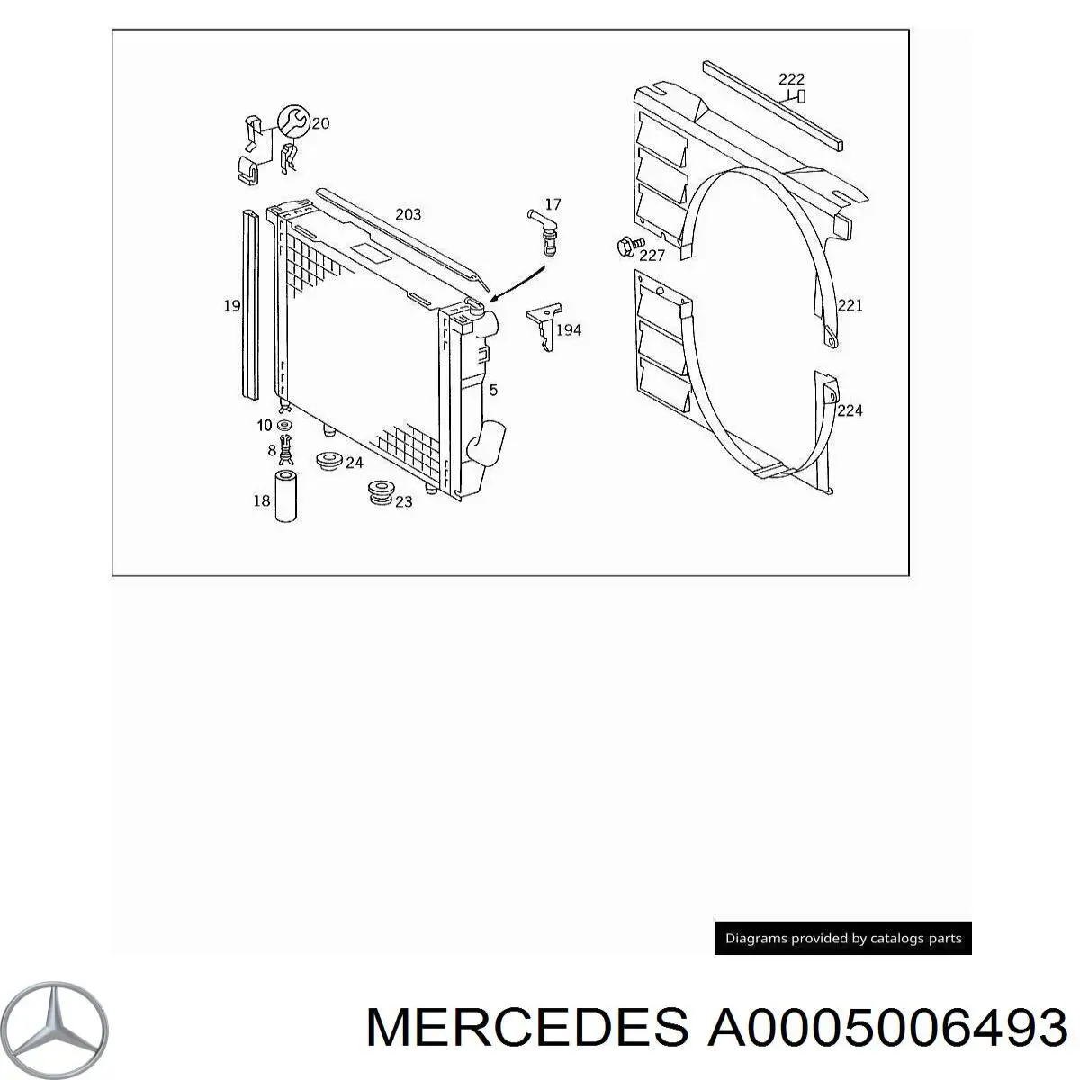Электровентилятор охлаждения в сборе Mercedes A0005006493 цена, от 1327.46 USD