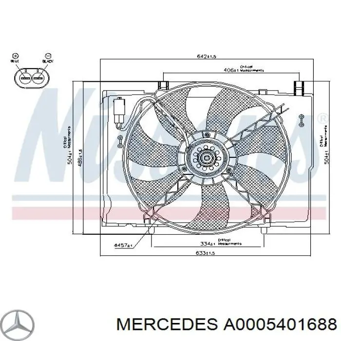 0005401688 Mercedes электровентилятор охлаждения в сборе (мотор+крыльчатка)