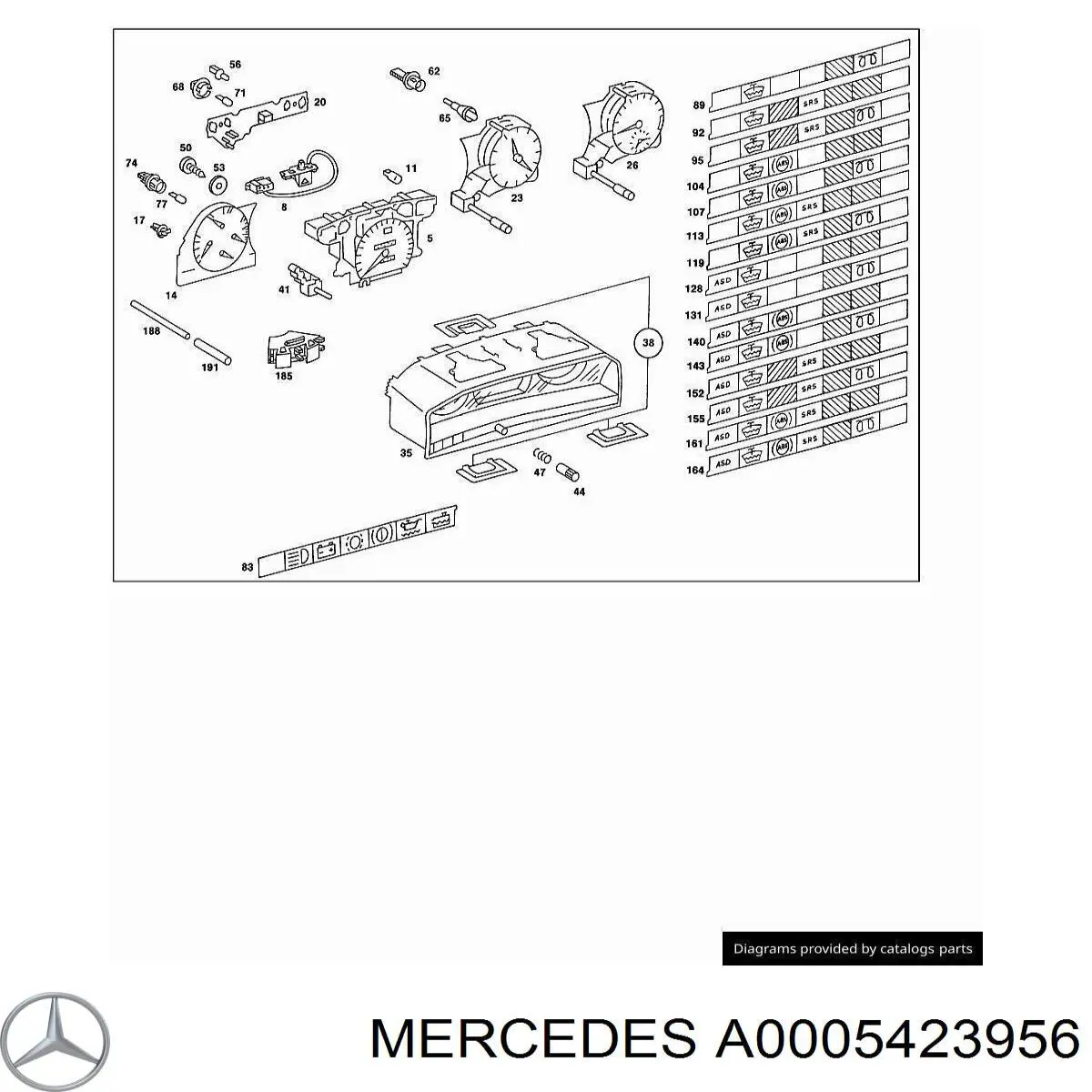 A0005423956 Mercedes Стекло щитка приборов