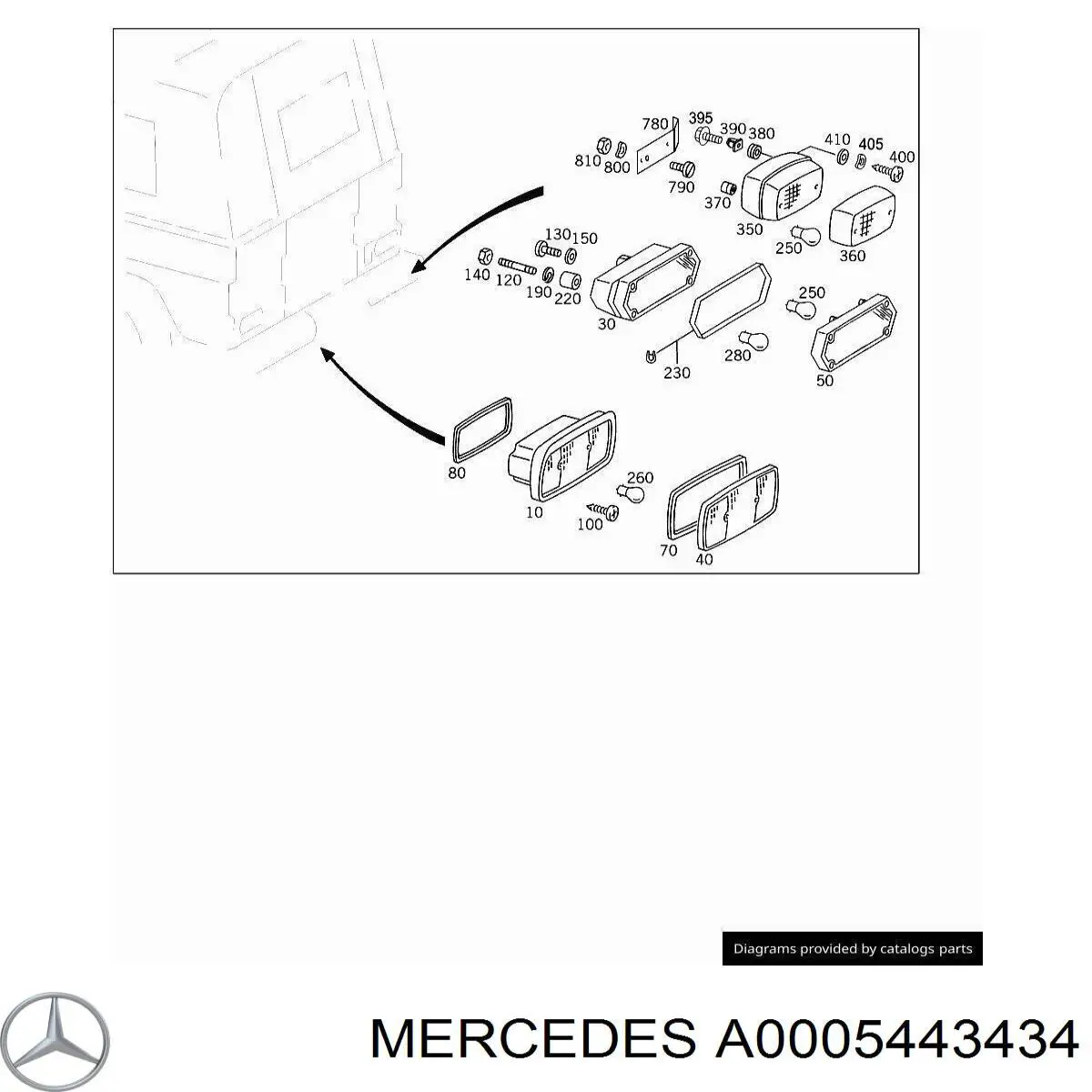 A0005443434 Mercedes Фонарь освещения номера