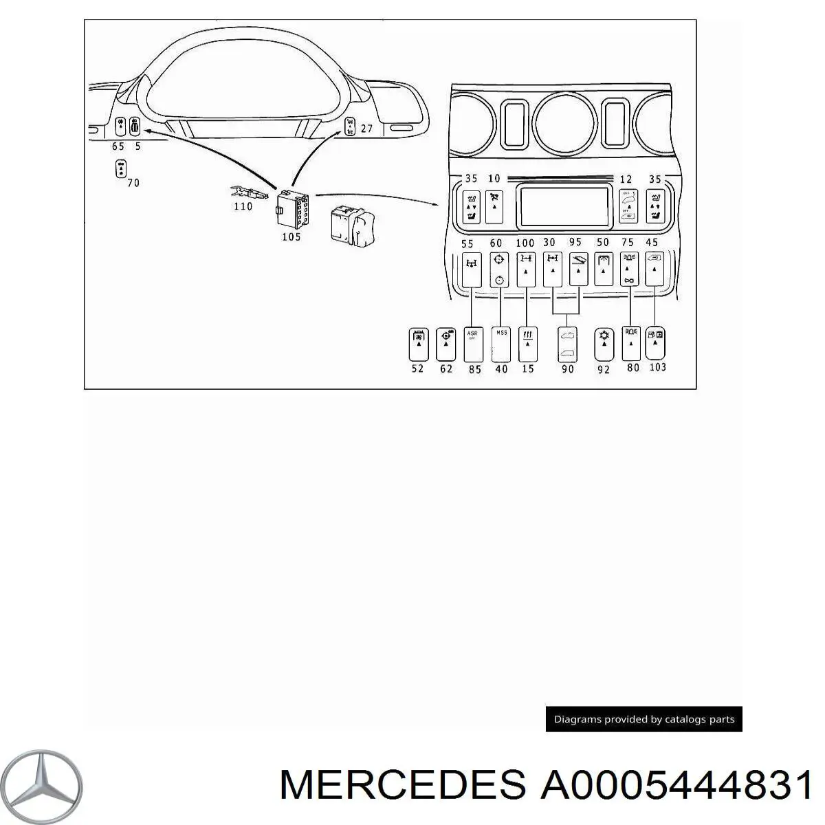 5444831 Mercedes botão (regulador de corretor das luzes)