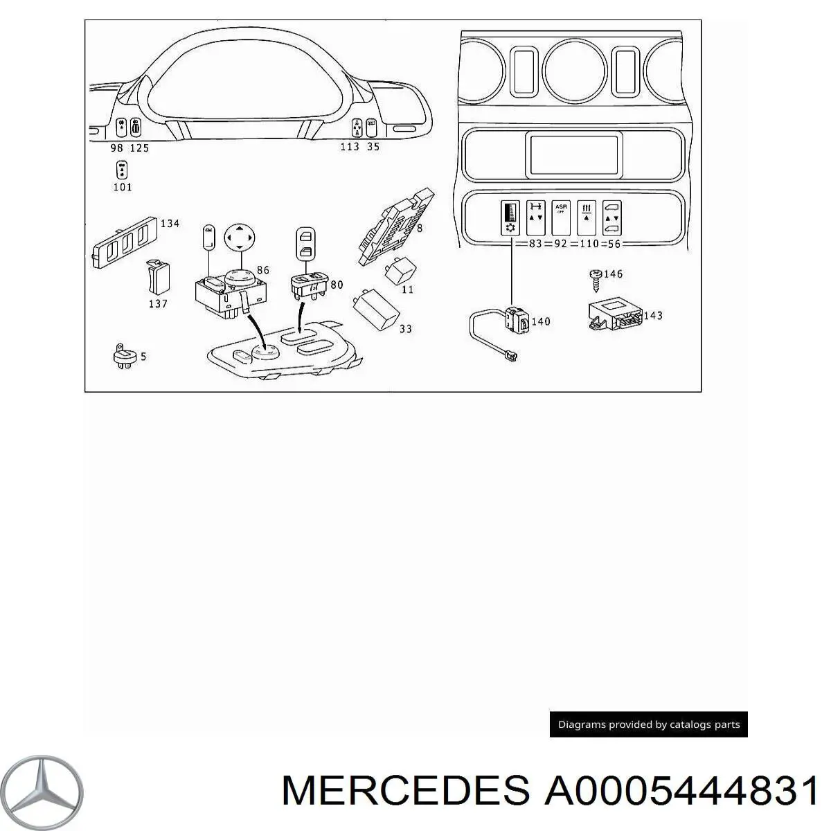 Кнопка (регулятор) корректора фар Mercedes A0005444831 цена, от 5.64 USD