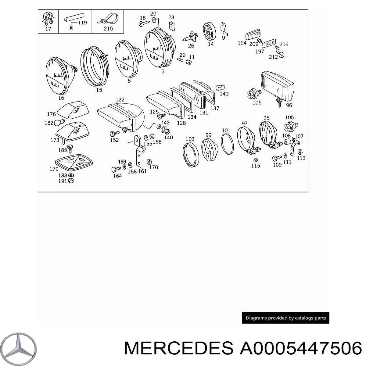 Фара противотуманная, левая=правая на Mercedes 100 (631)