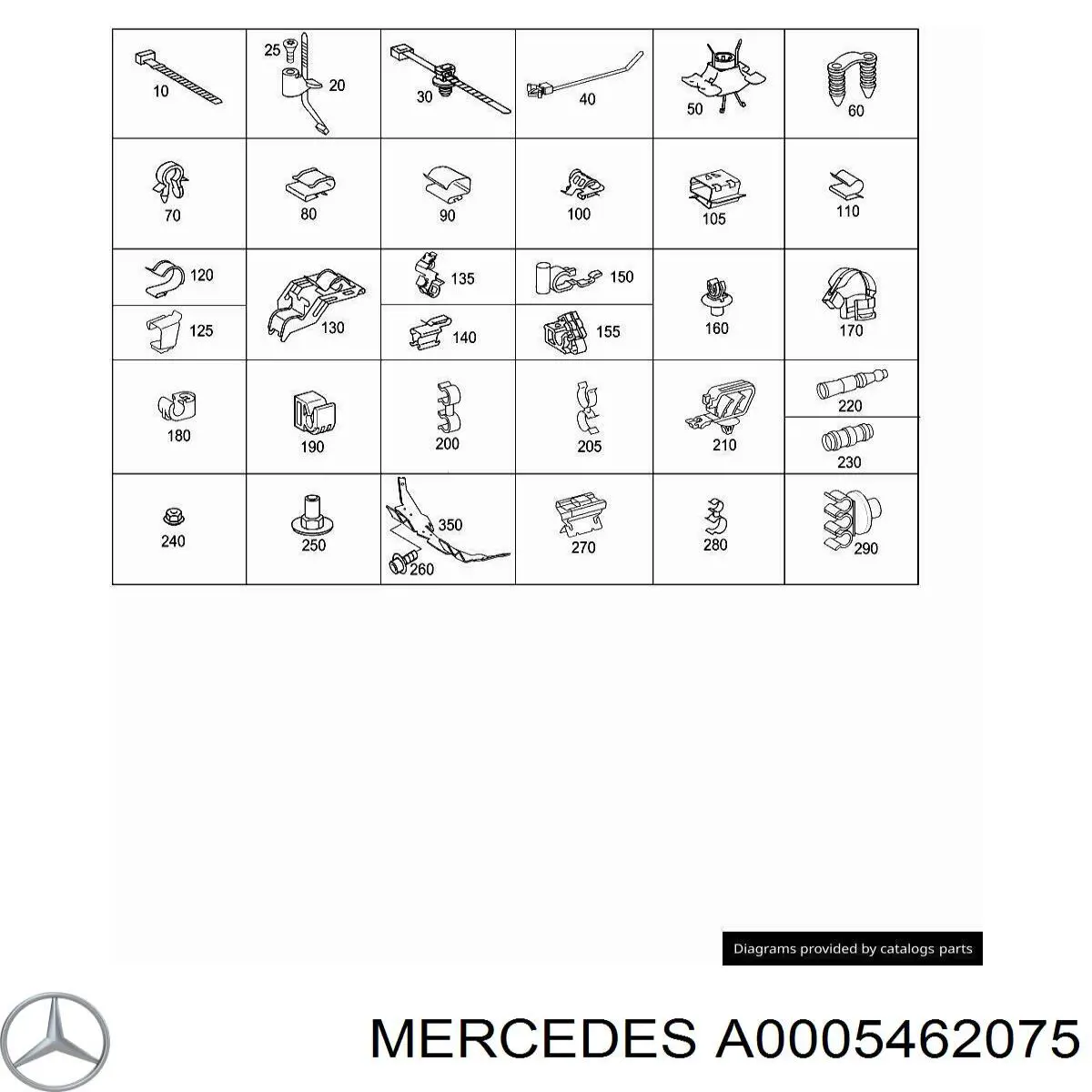 Клипса молдинга лобового стекла A0009881778 Mercedes