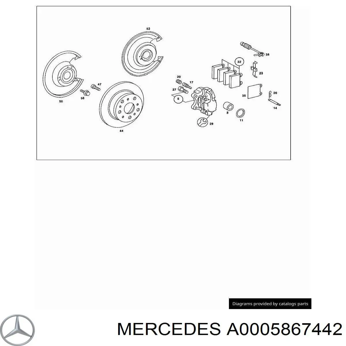 Купить A000586744264 Mercedes Ремкомплект суппорта тормозного, заднего