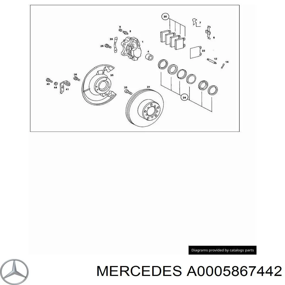 Ремкомплект суппортов Mercedes A000586744264 цена, от 111.36 USD