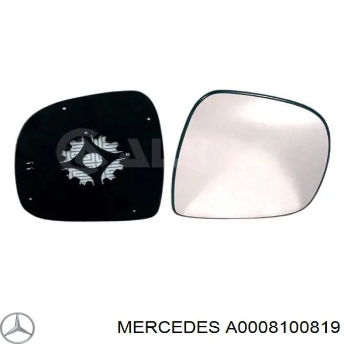 Зеркальный элемент зеркала заднего вида правого Mercedes A0008100819