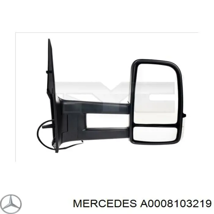 A0008103219 Mercedes espelho de retrovisão esquerdo