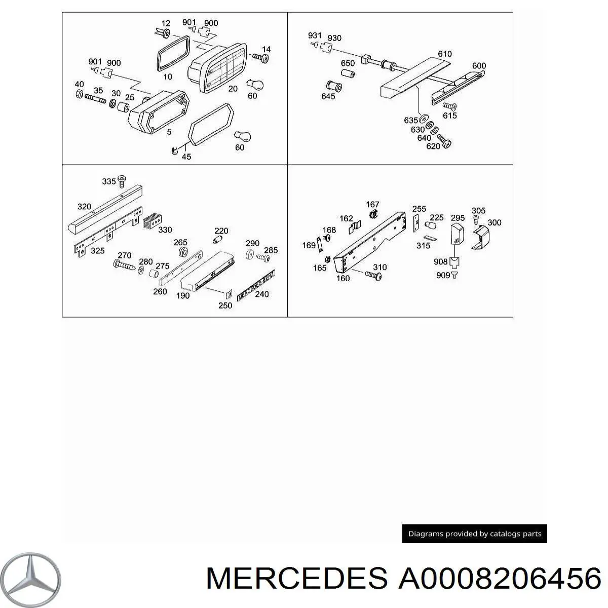 Фонарь заднего хода Mercedes A000820645667 цена, от 68.81 USD