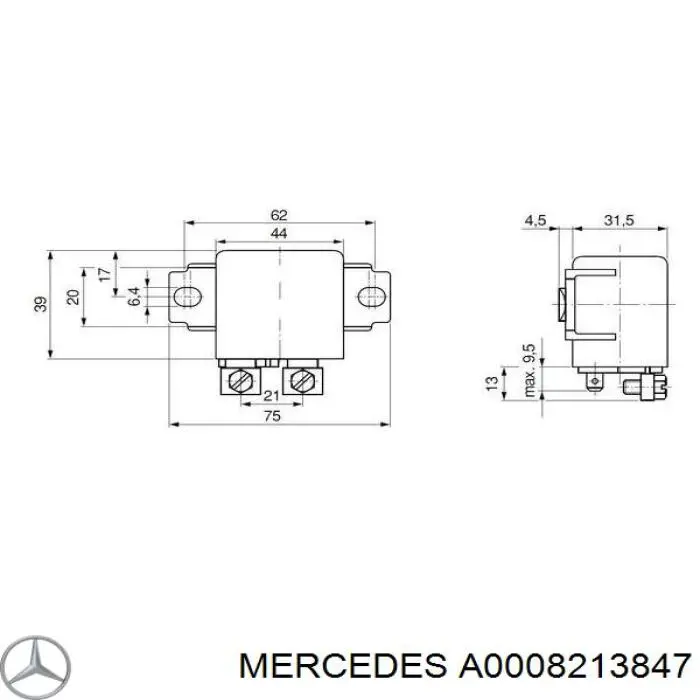 Купить A0008213847 Mercedes Реле стартера