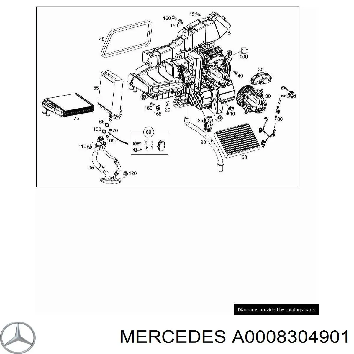 Мотор вентилятора печки (отопителя салона) задний Mercedes A0008304901