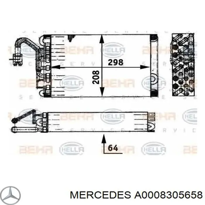 Купить 0008305658 Mercedes Радиатор кондиционера салонный, испаритель