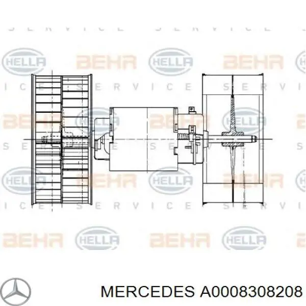 Мотор вентилятора печки (отопителя салона) Mercedes A0008308208