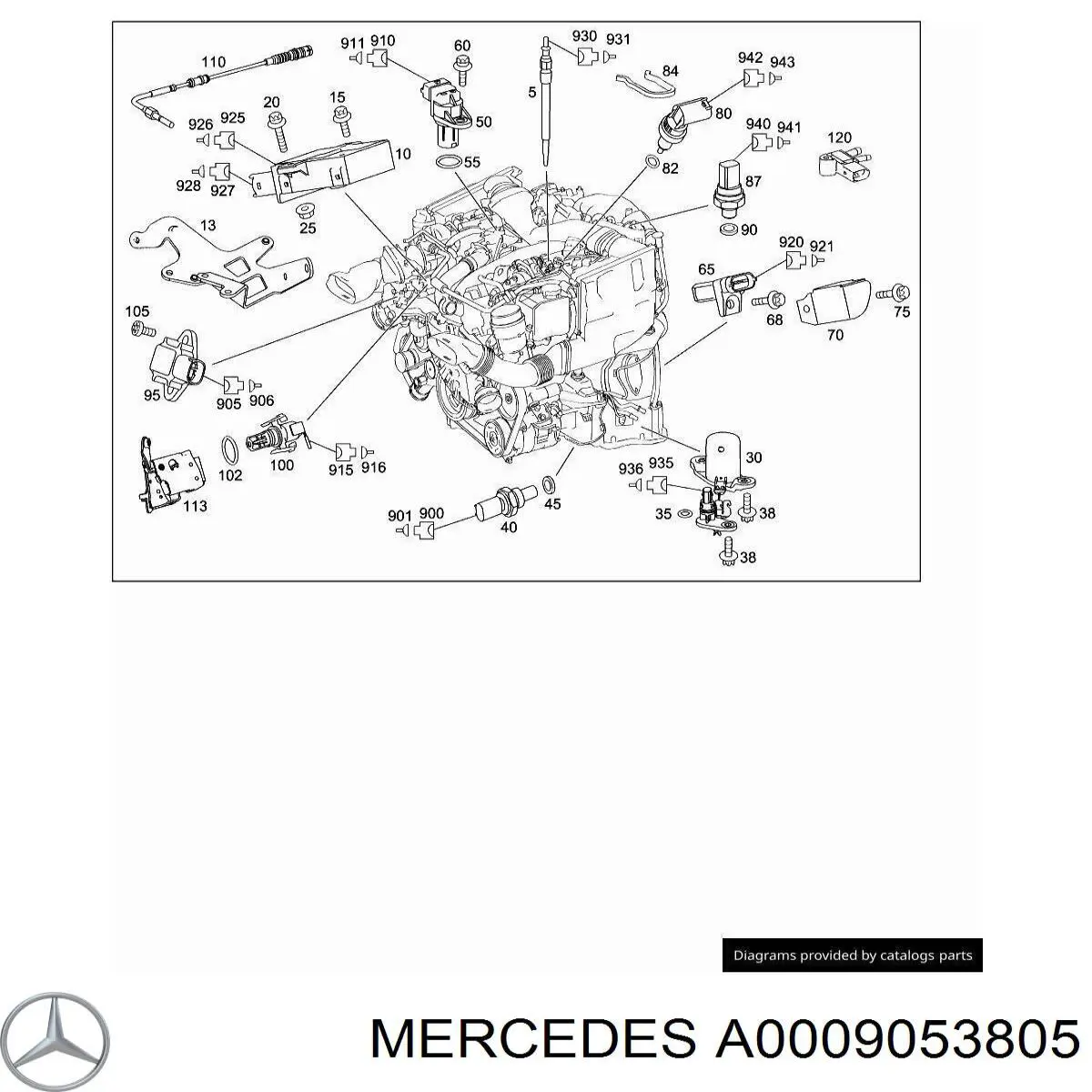 A0009053805 Mercedes Датчик температуры отработавших газов (ОГ), перед турбиной