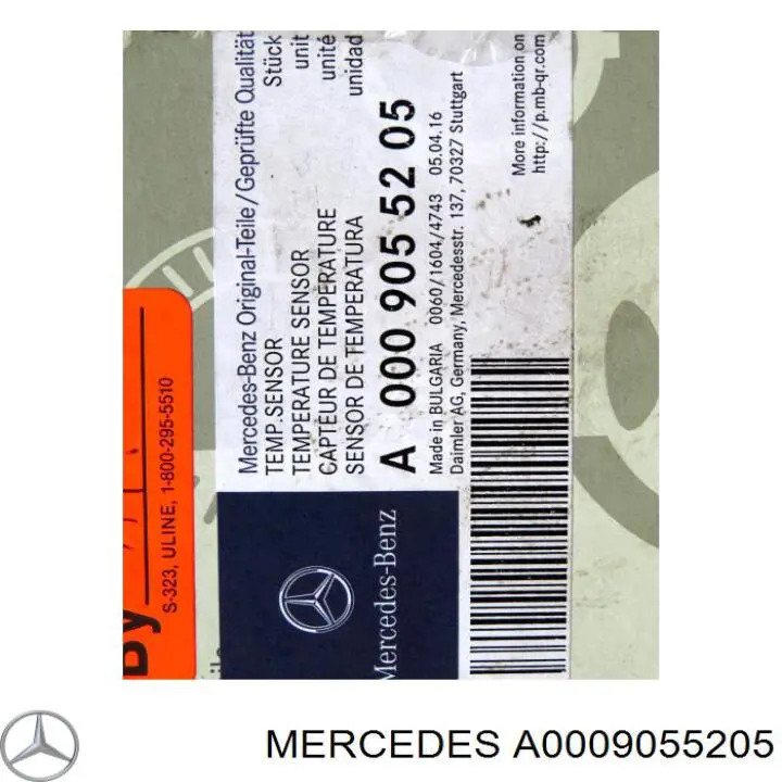 Датчик температуры отработавших газов (ОГ), до катализатора A0009055205 Mercedes