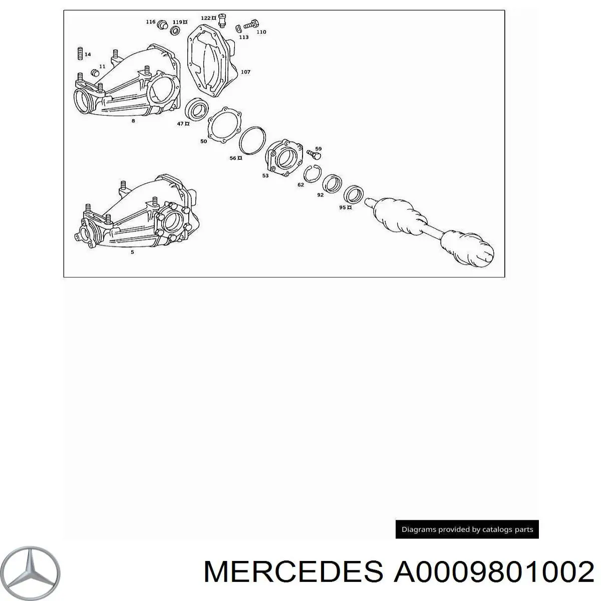 Подшипник хвостовика заднего моста внутренний A0009801002 Mercedes