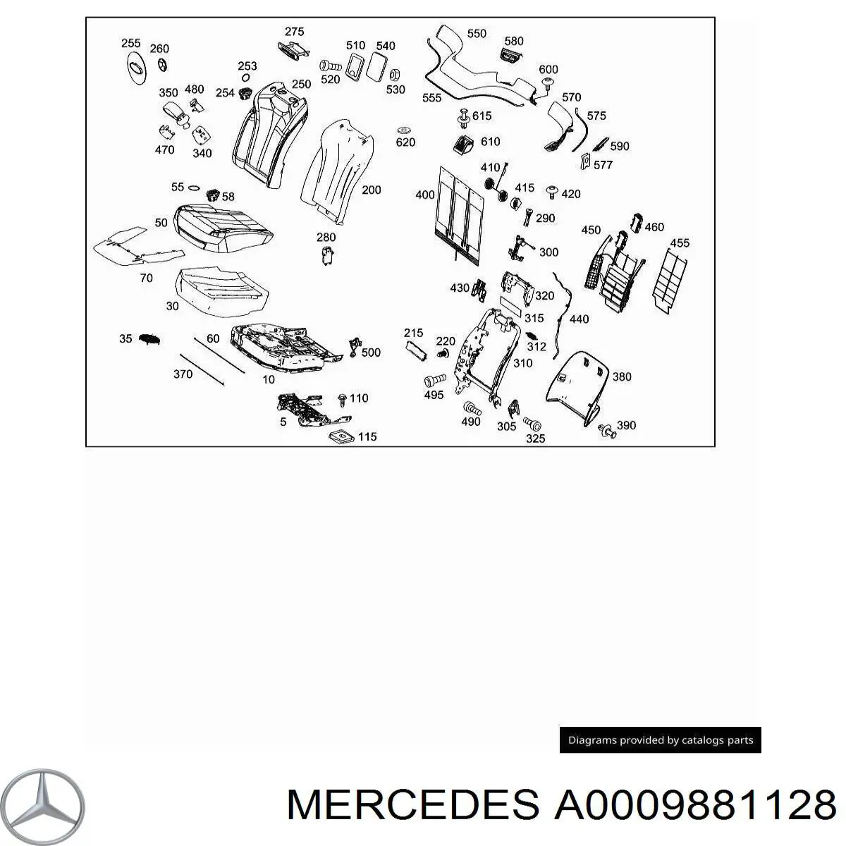 A0009881128 Mercedes пистон (клип крепления обшивки крышки багажника)