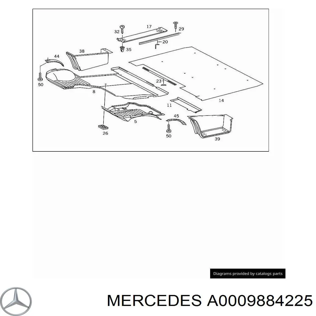 Пистон (клип) крепления молдинга двери A0009884225 Mercedes