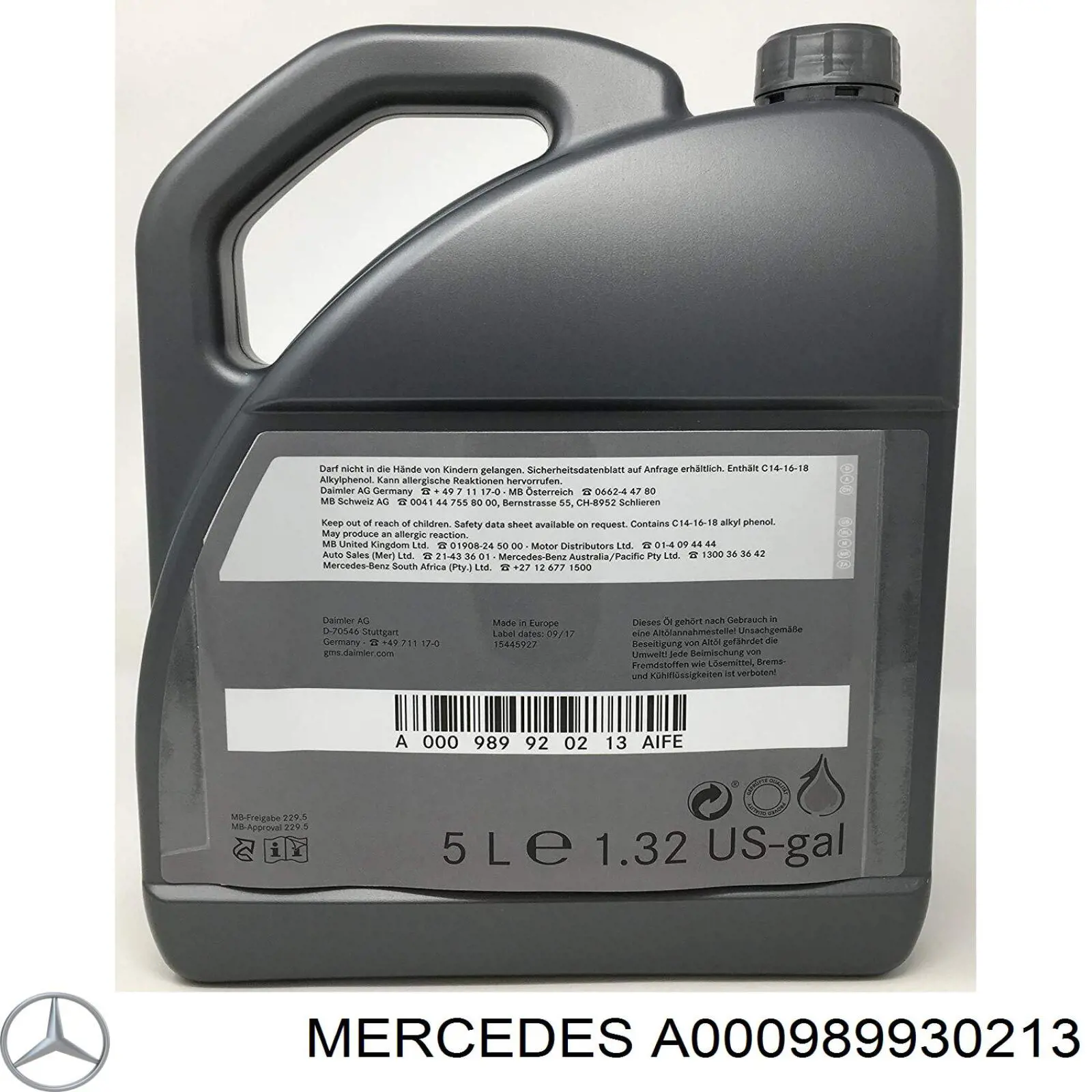 Масло автомобильное Mercedes A000989930213 цена, от 16.17 USD