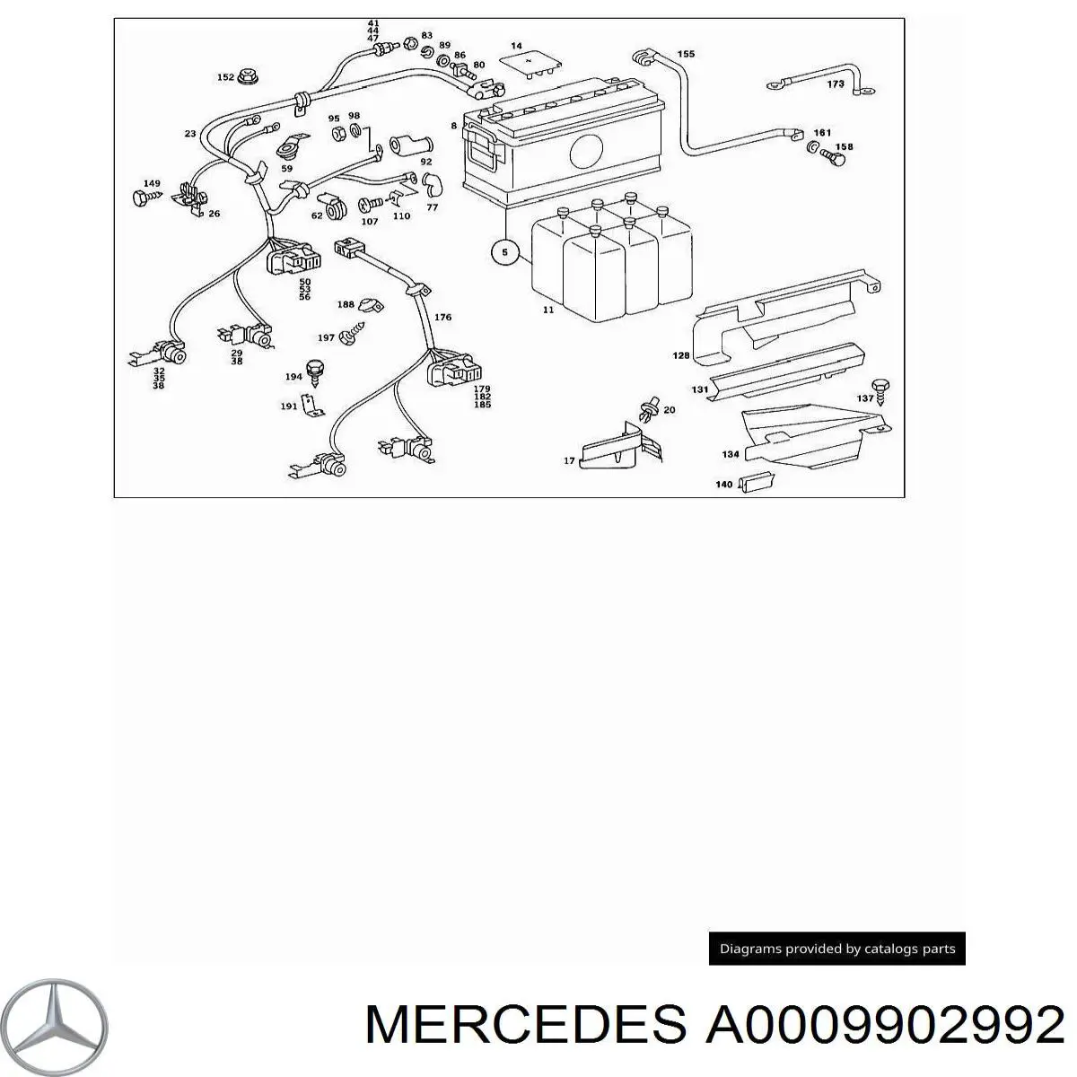 Пистон (клип) крепления подкрылка переднего крыла A0009902992 Mercedes