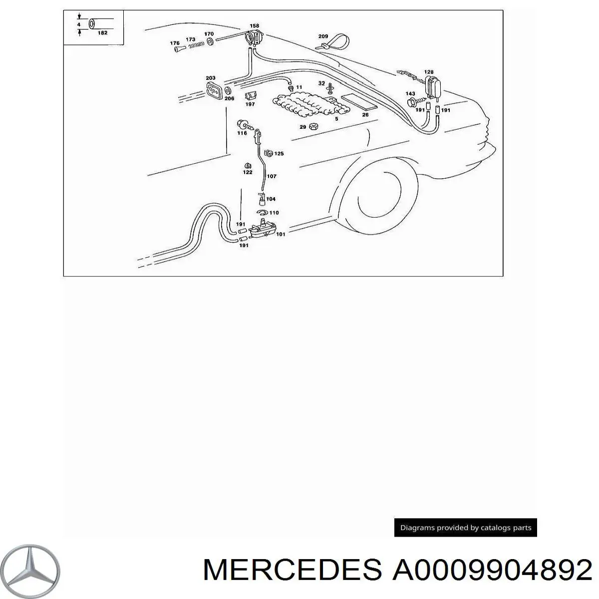 Пістон (кліп) кріплення решітки радіатора до панелі A0009904892 Mercedes