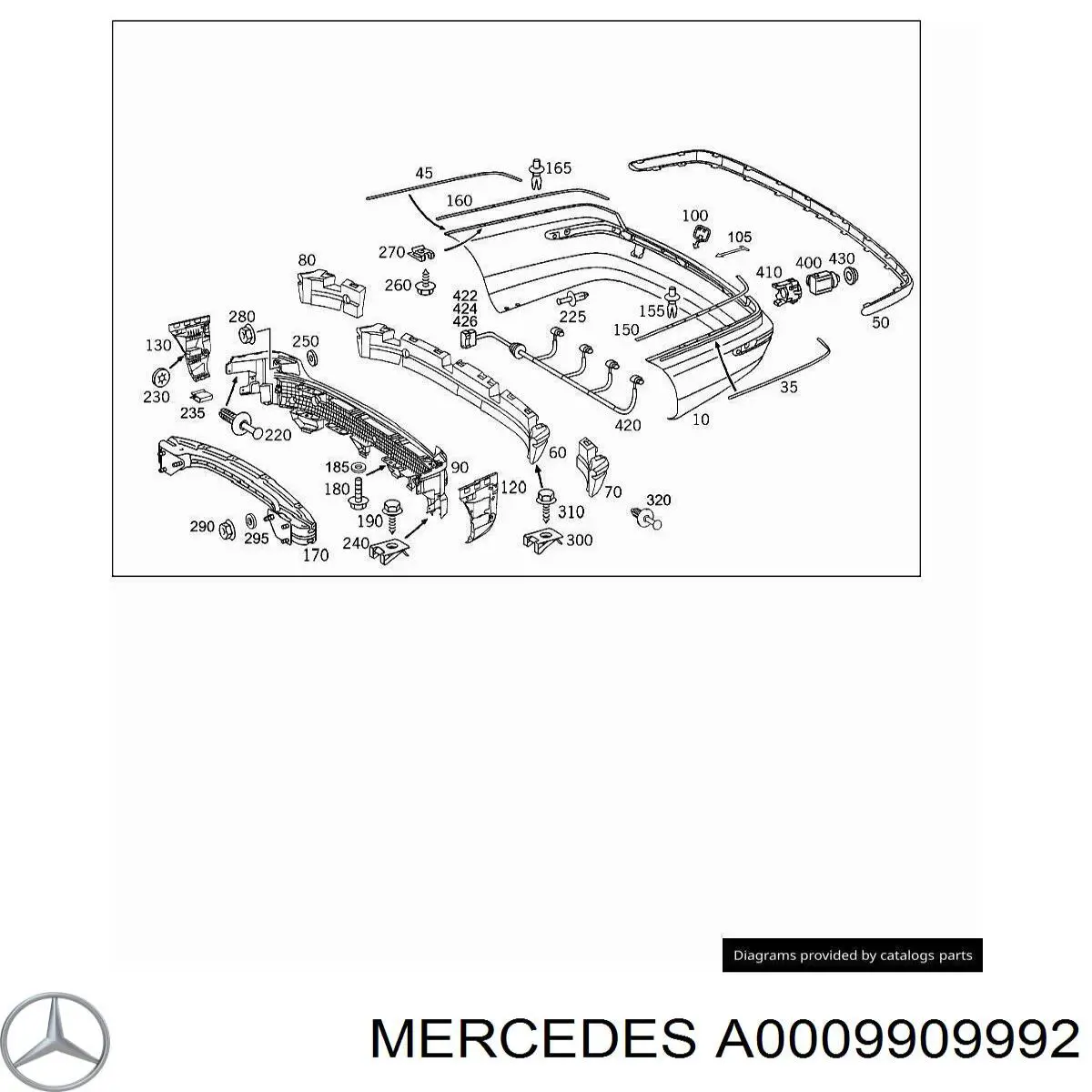 Клипса крепления накладок порогов A0009909992 Mercedes