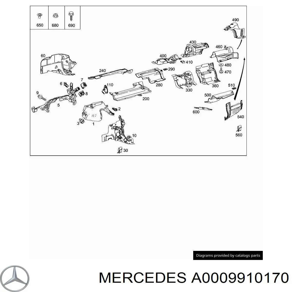 A0009910170 Mercedes Клипса крепежная лобового стекла