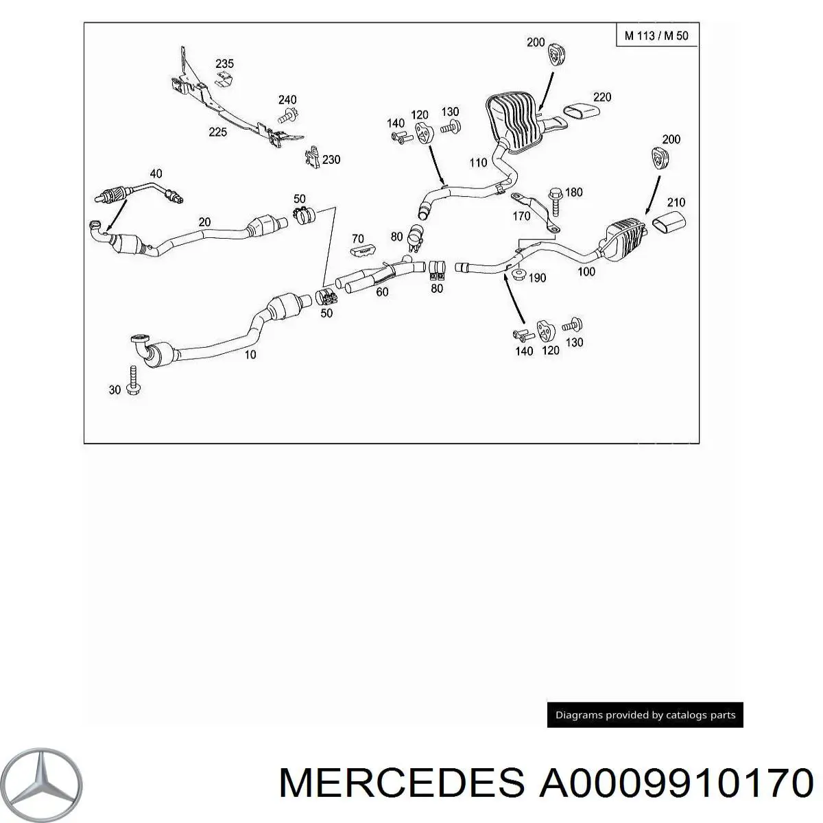 Клипса молдинга лобового стекла A0009910170 Mercedes