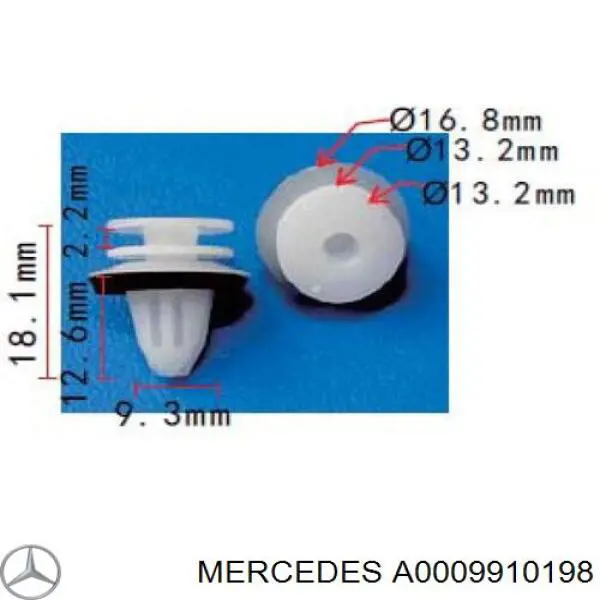 Пістон (кліп) обшивки стійки кузова A0009910198 Mercedes