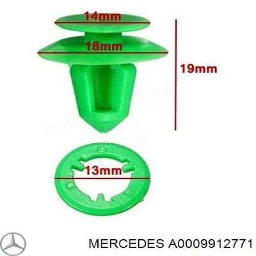 Пістон (кліп) кріплення обшивки дверей A0009912771 Mercedes