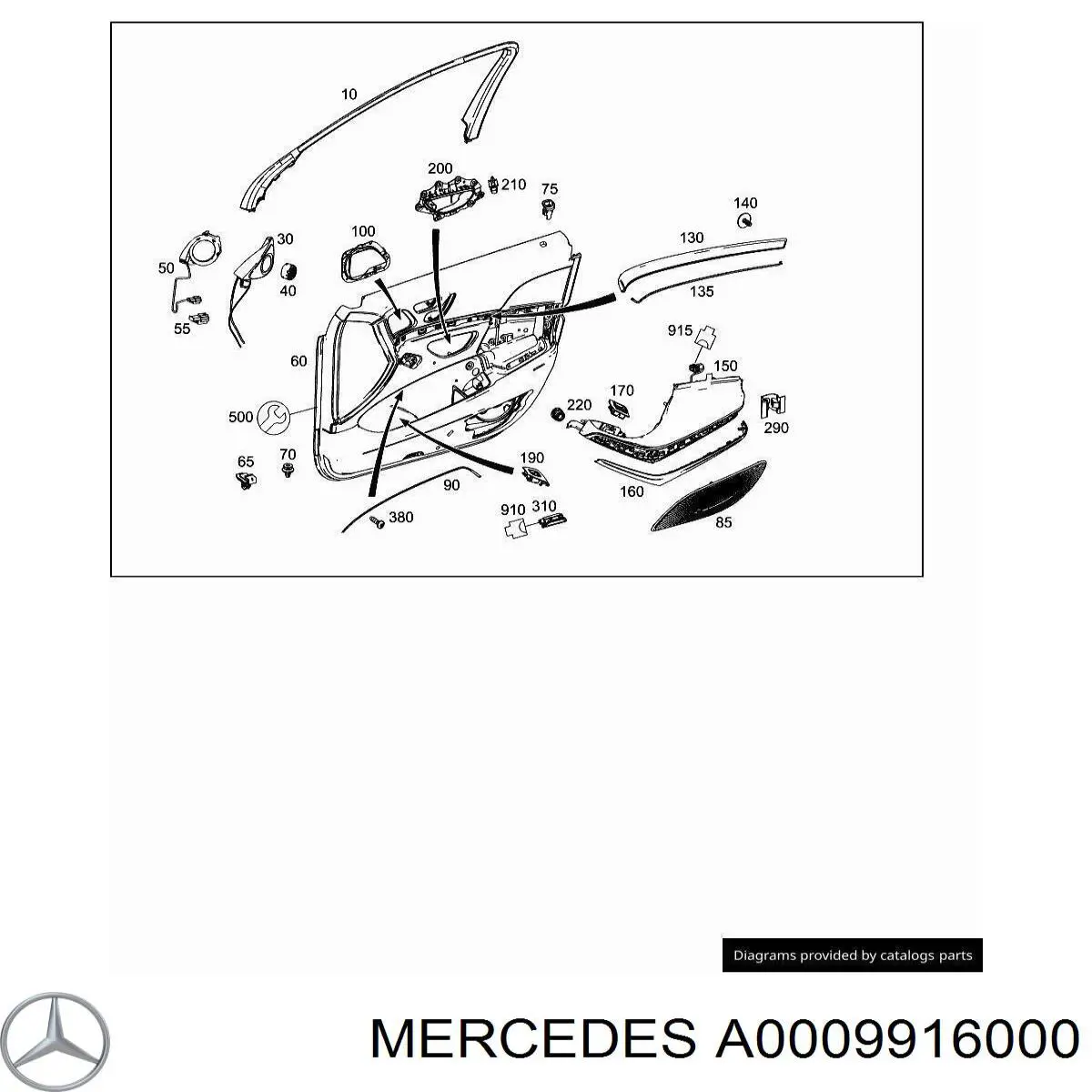 Embellecedor del pilar de la carrocería del pistón (clip) A0009916000 Mercedes