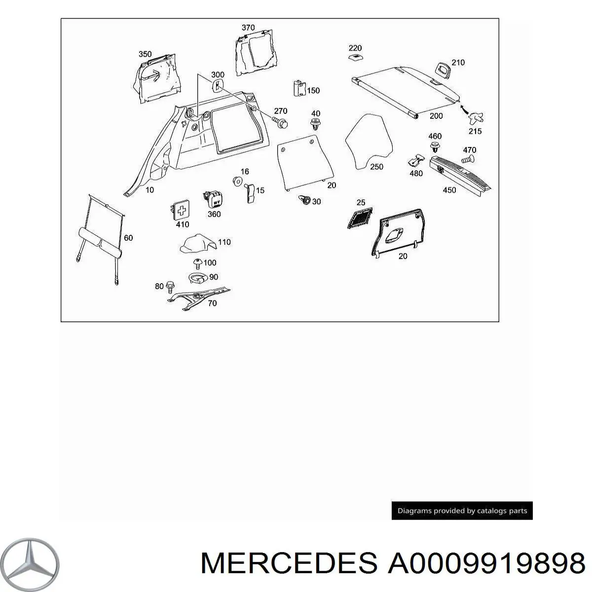 A0009919898 Mercedes cápsula (prendedor de revestimento de suporte de carroçaria)