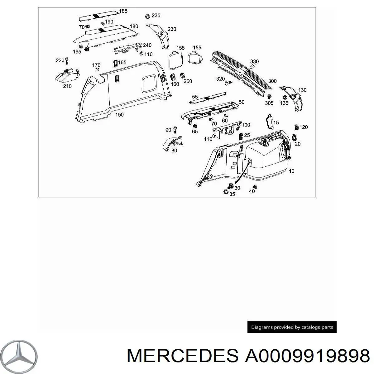 Embellecedor del pilar de la carrocería del pistón (clip) A0009919898 Mercedes