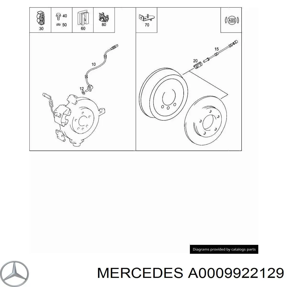 Кронштейн датчика АБС Mercedes A0009922129