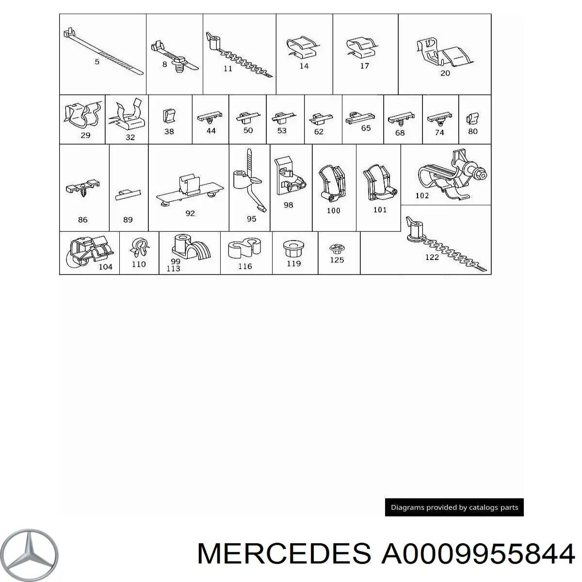 Купить A0009955844 Mercedes Фиксатор (скоба) проводки