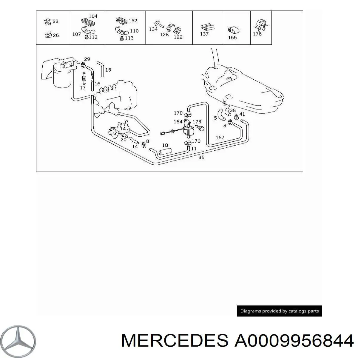 Фиксатор (скоба) проводки A0009956844 Mercedes