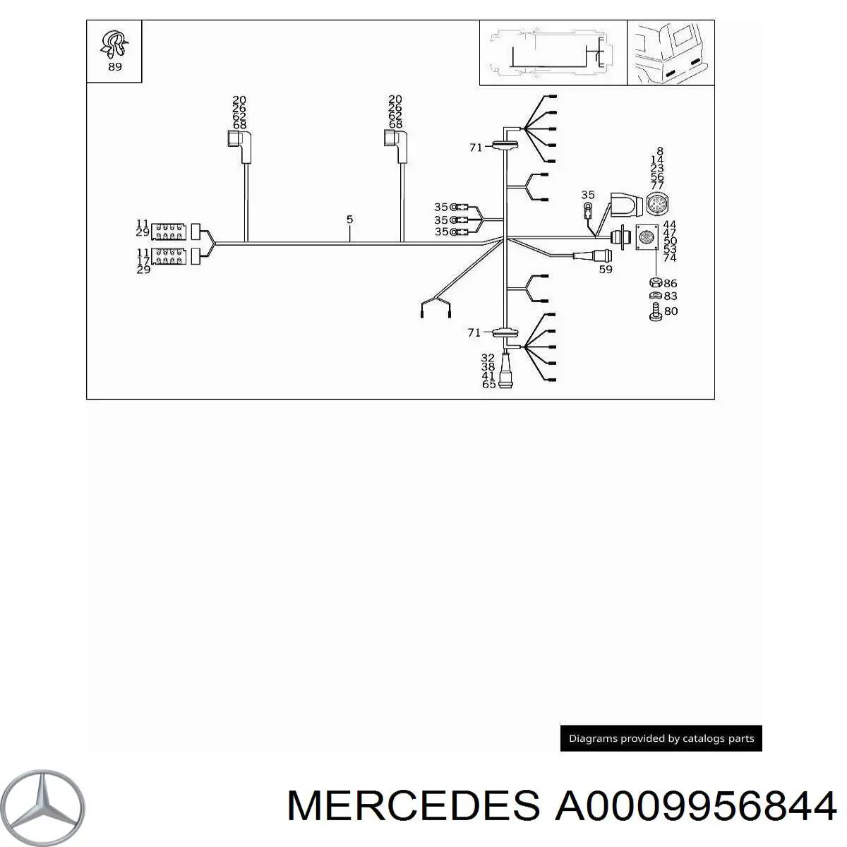 Фиксатор (скоба) проводки Mercedes A0009956844 цена, от 1.37 USD
