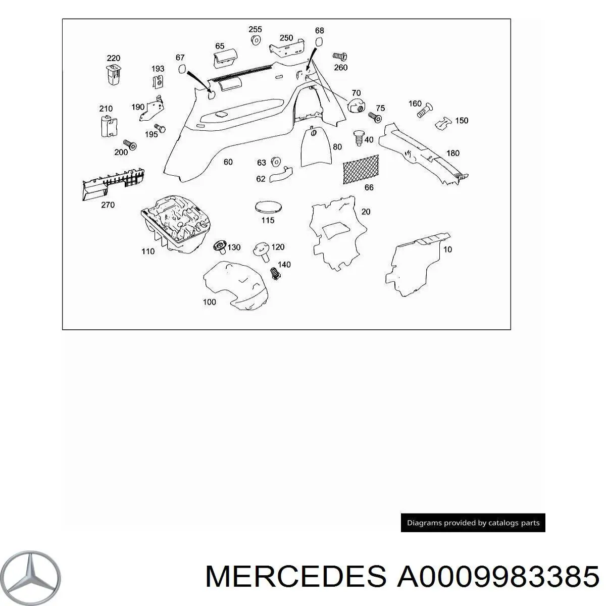Пистон (клип) крепления молдинга двери Mercedes 9983385 цена, от 1.01 USD