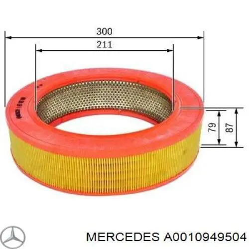 Элемент воздушного фильтра Mercedes A0010949504 цена, от 7.27 USD