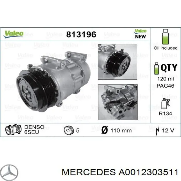 A0012303511 Mercedes компрессор кондиционера