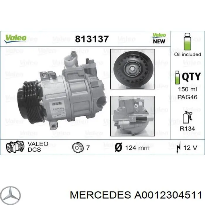 A0012304511 Mercedes компрессор кондиционера
