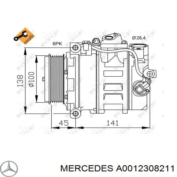 Компрессор кондиционера A0012308211 Mercedes